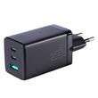 Joyroom Set Incarcator Retea Fast Charging 65 W,  2x USB C si  1x USB , cablu Type-C la Type-C  100 W, 1 m, Negru