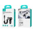 Usams Set Incarcator Auto Dual port USB si Type-C, Fast Charge Digital Display, PD, 60W, cu cablu Lightning, Negru
