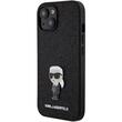 Karl Lagerfeld Husa Fixed Glitter Metal Ikonik iPhone 15 Plus Negru
