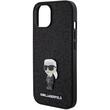 Karl Lagerfeld Husa Fixed Glitter Metal Ikonik iPhone 15 Plus Negru