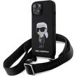 Karl Lagerfeld Husa Liquid Silicone Crossbody Ikonik iPhone 15 Negru