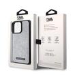 Karl Lagerfeld Husa Rhinestone Plate Metal Logo iPhone 15 Pro Max Argintiu