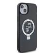 Karl Lagerfeld Husa Ringstand Karl & Choupette MagSafe iPhone 15 Plus Negru