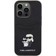 Karl Lagerfeld Husa Saffiano Card Slot Metal Karl&Choupette iPhone 15 Pro Negru