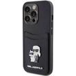 Karl Lagerfeld Husa Saffiano Card Slot Metal Karl&Choupette iPhone 15 Pro Negru