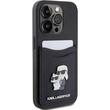 Karl Lagerfeld Husa Saffiano Card Slot Metal Karl&Choupette iPhone 15 Pro Negru