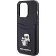 Karl Lagerfeld Husa Saffiano Card Slot Metal Karl&Choupette iPhone 15 Pro Negru