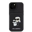 Karl Lagerfeld Husa Saffiano Card Slot Stand Karl&Choupette iPhone 15 Negru