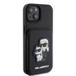 Karl Lagerfeld Husa Saffiano Card Slot Stand Karl&Choupette iPhone 15 Negru