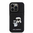 Karl Lagerfeld Husa Saffiano Card Slot Stand Karl&Choupette iPhone 15 Pro Negru
