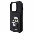 Karl Lagerfeld Husa Saffiano Card Slot Stand Karl&Choupette iPhone 15 Pro Negru
