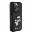 Karl Lagerfeld Husa Saffiano Card Slot Stand Karl&Choupette iPhone 15 Pro Negru
