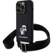 Karl Lagerfeld Husa Saffiano Crossbody Metal Karl&Choupette iPhone 15 Pro Negru