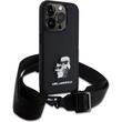Karl Lagerfeld Husa Saffiano Crossbody Metal Karl&Choupette iPhone 15 Pro Negru