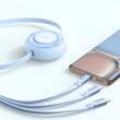 Mcdodo Cablu 3 in 1 USB la Lightning, MicroUSB si Type-C Super Fast Charging, 66W, 1.2m, Albastru
