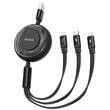 Mcdodo Cablu 3 in 1 USB la Lightning, MicroUSB si Type-C Super Fast Charging, 66W, 1.2m, Negru