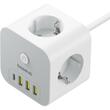 Baseus Incarcator de retea PowerCombo 7in1 cu prelungitor, 3 AC + 3 x USB-A + 1 x USB-C 20W 1.5 m, Alb  