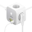 Baseus Incarcator de retea PowerCombo 7in1 cu prelungitor, 3 AC + 3 x USB-A + 1 x USB-C 20W 1.5 m, Alb  
