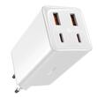 Baseus Set Incarcator Retea 100W, GaN6 Pro 2x USB, 2x Type-C, 100W, Fast Charger, cablu Type-C la Type-C, 100W, 20V, 5A, 1m Alb