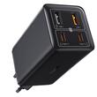 Baseus Set Incarcator Retea 100W, GaN6 Pro 2x USB, 2x Type-C, 100W, Fast Charger, cablu Type-C la Type-C, 100W, 20V, 5A, 1m Negru