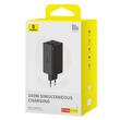 Baseus Set Incarcator Retea 100W, GaN6 Pro 2x USB, 2x Type-C, 100W, Fast Charger, cablu Type-C la Type-C, 100W, 20V, 5A, 1m Negru