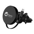 Lemontti Suport Auto MagSafe Magnetic cu Incarcare wireless si cablu retractabil Type-C 1m, prindere ventilatie, Negru