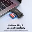 Ugreen Cititor de carduri USB catre card SD/TF, 5Gbps Negru