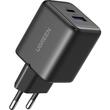 Ugreen Incarcator Retea 30W, Fast Charger, Dual Port USB-A si USB-C, GaN, QC 3.0, Negru