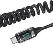 Usams Set Incarcator Auto Dual port USB si Type-C, Fast Charge Digital Display, PD, 60W, cu cablu Type-C, Negru