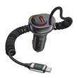 Usams Set Incarcator Auto Dual port USB si Type-C, Fast Charge Digital Display, PD, 60W, cu cablu Type-C, Negru