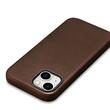 iCarer Husa Oil Wax Premium Leather iPhone 15 MagSafe Maro