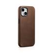 iCarer Husa Oil Wax Premium Leather iPhone 15 MagSafe Maro