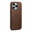 iCarer Husa Oil Wax Premium Leather iPhone 15 Pro Max MagSafe Maro