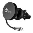 Lemontti Suport Auto MagSafe Magnetic cu Incarcare wireless si cablu retractabil Type-C 1m, prindere ventilatie, Negru