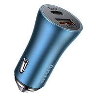 Incarcator Auto USB si Type-C Baseus Golden Contactor Pro Dual Quick Charger Blue