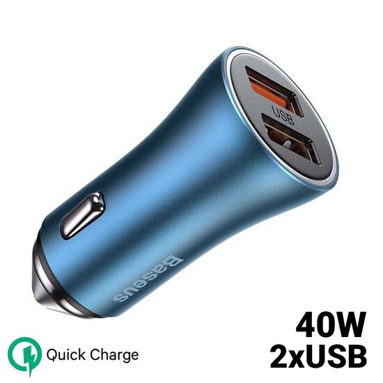 Incarcator Auto Baseus Golden Contactor Pro Dual Quick Charger Blue