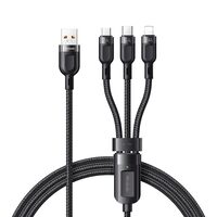 Cablu Super Fast Charging Lightning, MicroUSB si Type-C Mcdodo Grenade Series 3 in 1 Black