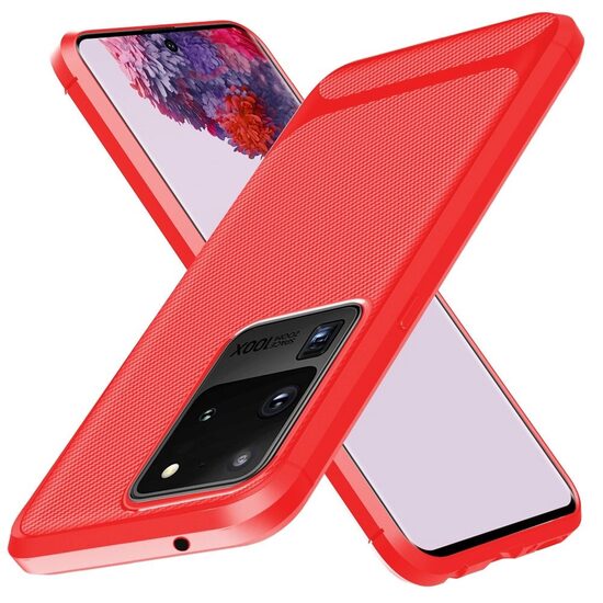 Husa Samsung Galaxy S20 Ultra Enkay Carbon Fiber Red