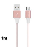 Cablu MicroUSB Devia Gracious Rose Gold (1m, impletitura textila)