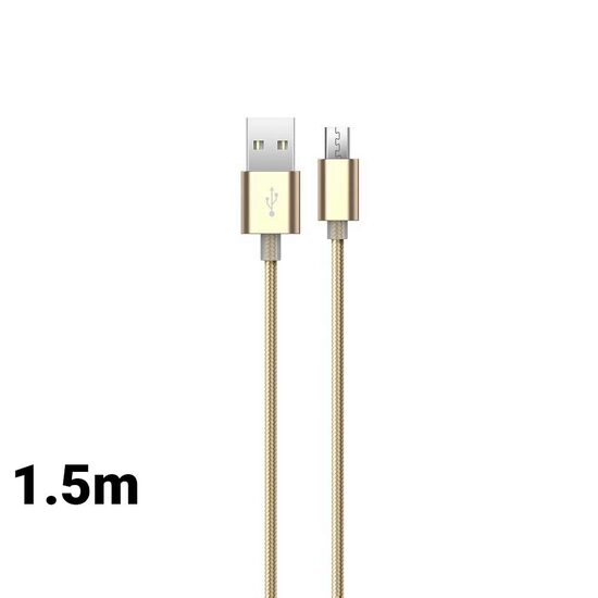Cablu MicroUSB Devia Gracious Champagne Gold (1.5m, impletitura textila)