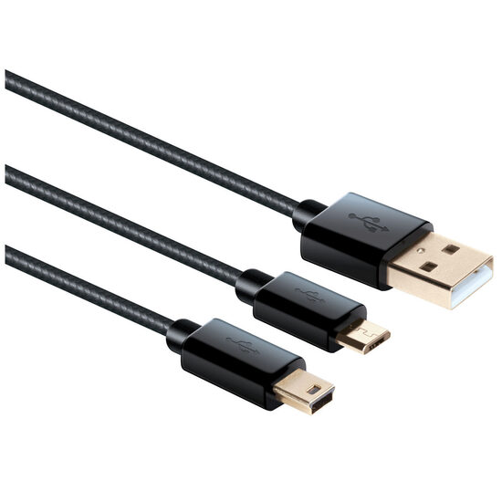 Cablu MicroUSB si MiniUSB iSound 2 in 1 Gold Plated Negru