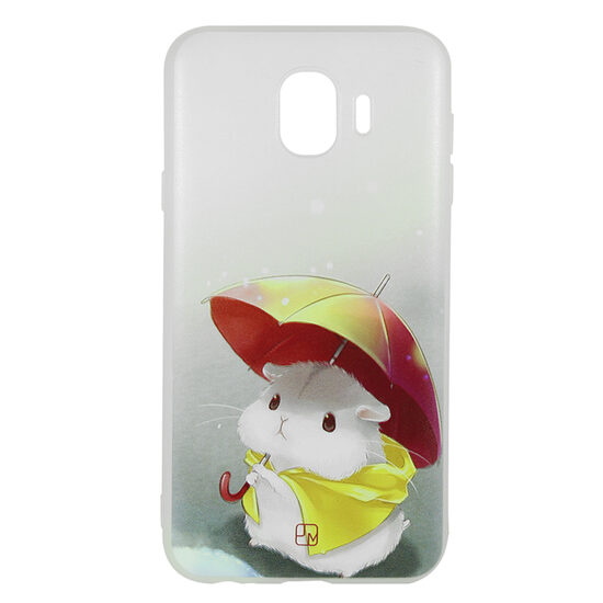 Husa Samsung Galaxy J4 (2018) Just Must Silicon Art White with Hamster Umbrella