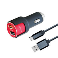 Lemontti Set Incarcator Auto Fast Charge 3.1A 2 porturi USB-A QC 3.0 + USB-A si cablu Type-C 1m