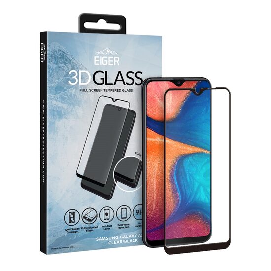 Folie Samsung Galaxy A20e Eiger Sticla 3D Edge to Edge Clear Black