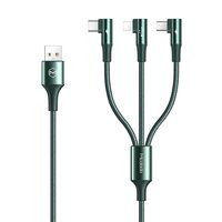 Cablu Lightning, MicroUSB si Type-C Mcdodo 3 in 1 90 Degree Green (3A, 1.2m)