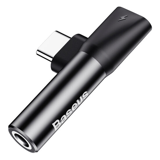Adaptor Type-C la port Type-C si port Jack 3.5mm Baseus L41 Black (1A max, 2 in 1)