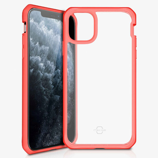 Husa iPhone 11 Pro Max IT Skins Hybrid Solid Plain Coral & Transparent (antishock)