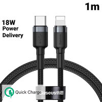 Cablu Lightning la Type-C Baseus Cafule Series Gray & Black (1m, 18W, PD)