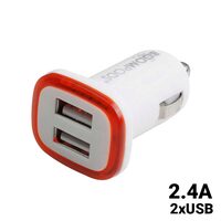 Incarcator Auto Boompods Mini 2.4A Dual USB White (led indicator, incarcare rapida)