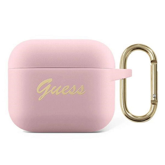 Husa Airpods 3 Guess Silicon Vintage Script Pink